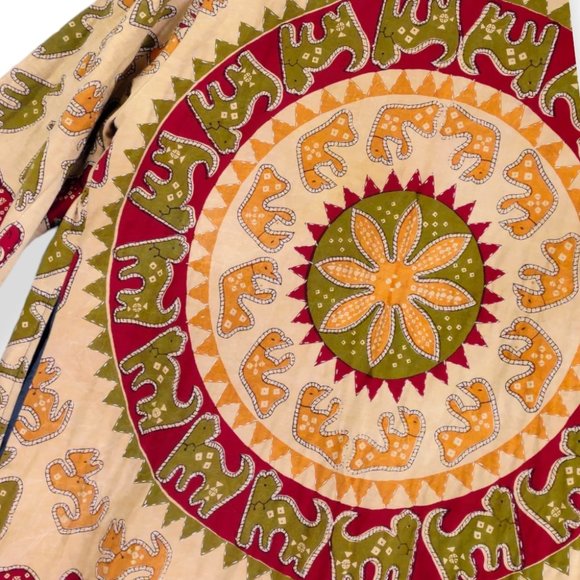 Sold-vintage boho batik long-line patchwork quilted coat - Picture 7 of 9